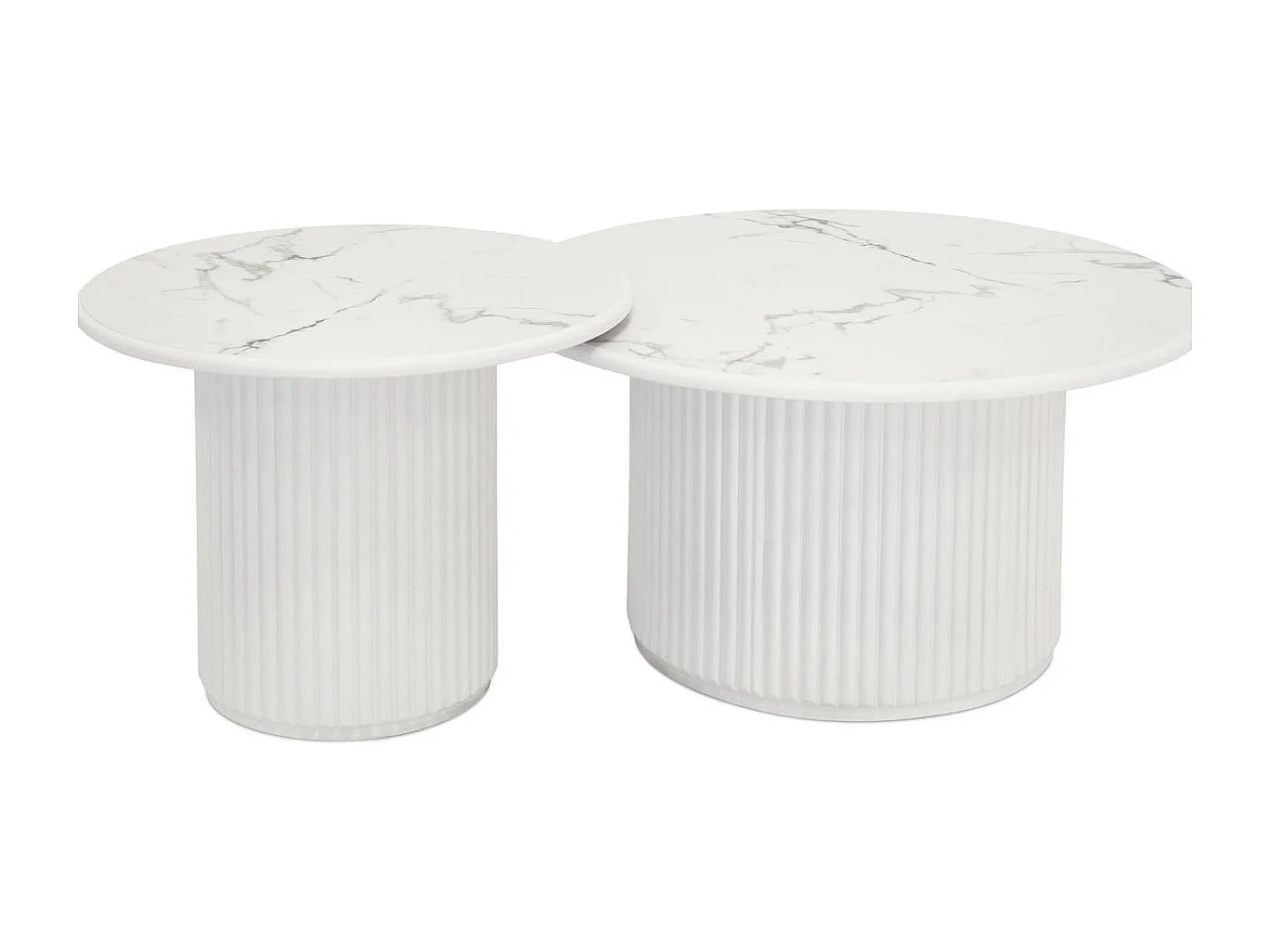 Table basse Easy - Ronde - MDF et marbre - Blanc