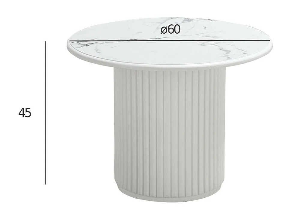 Table basse Easy - Ronde - MDF et marbre - Blanc