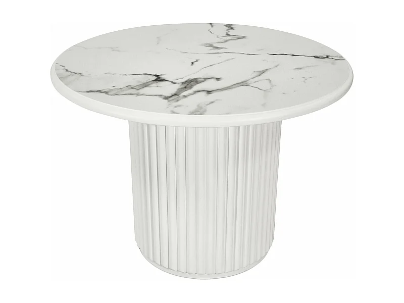 Table basse Easy - Ronde - MDF et marbre - Blanc