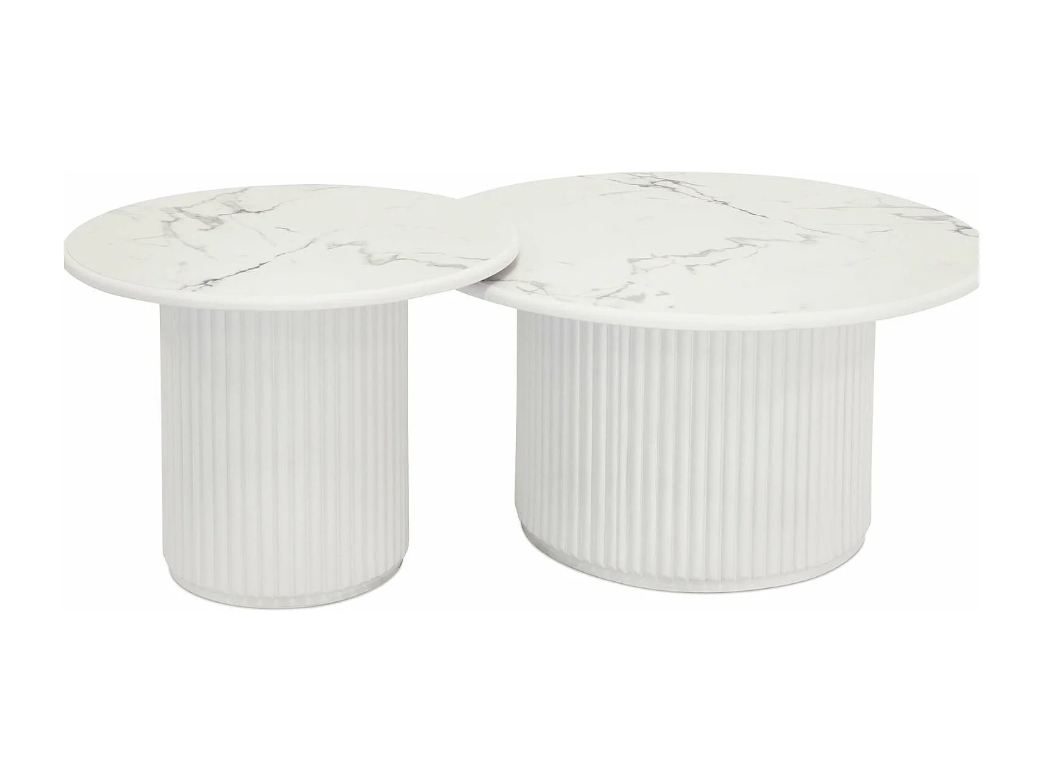 Tavolino rotondo Easy - MDF e marmo - Bianco