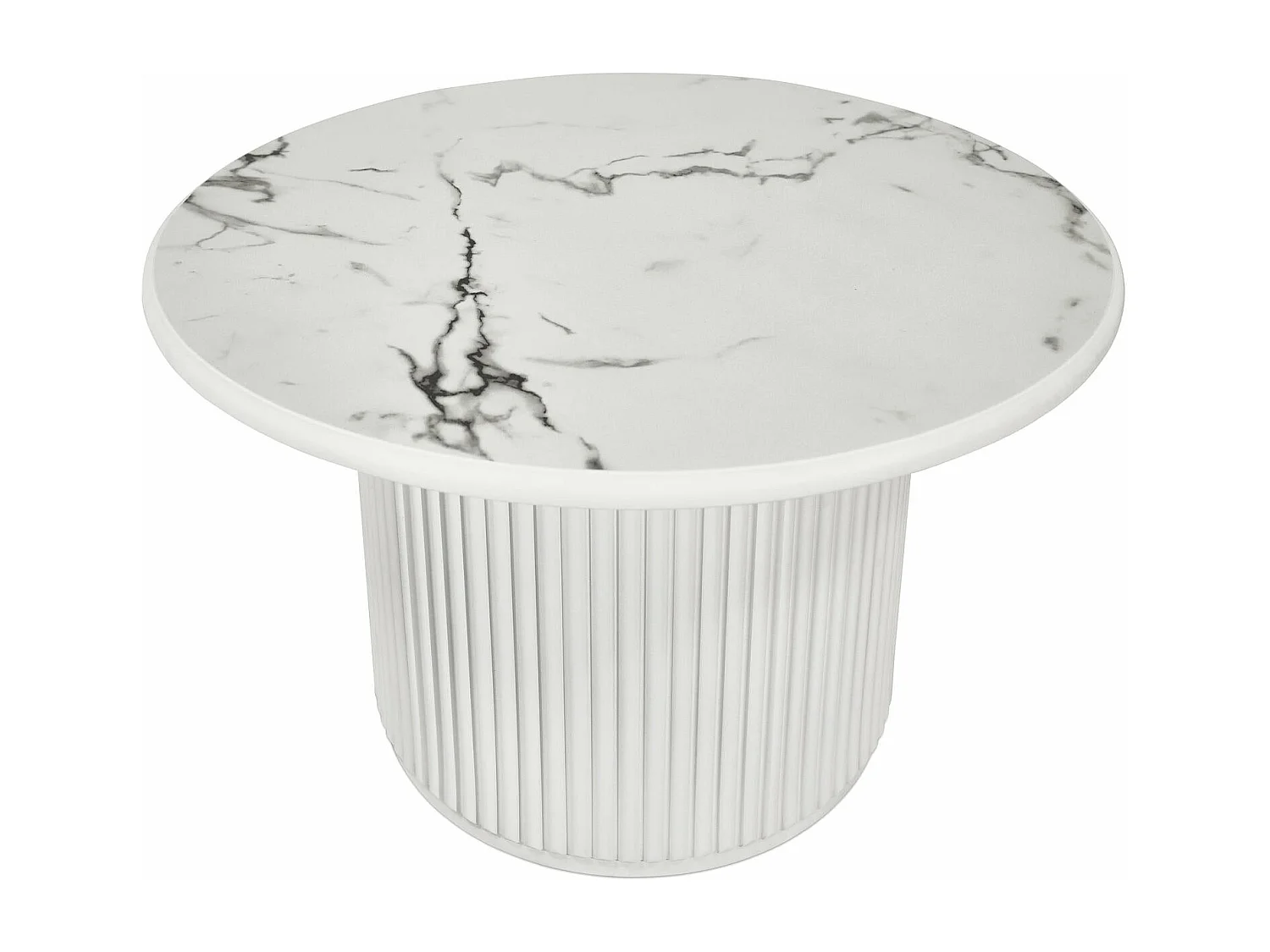 Table basse Easy - Ronde - MDF et marbre - Blanc