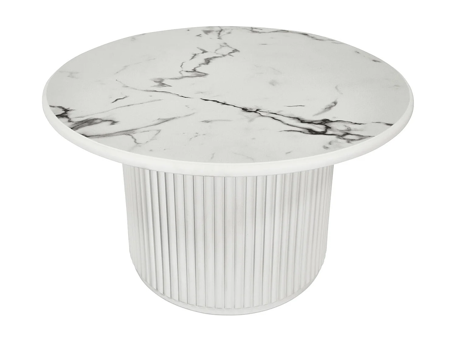 Table basse Easy - Ronde - MDF et marbre - Blanc