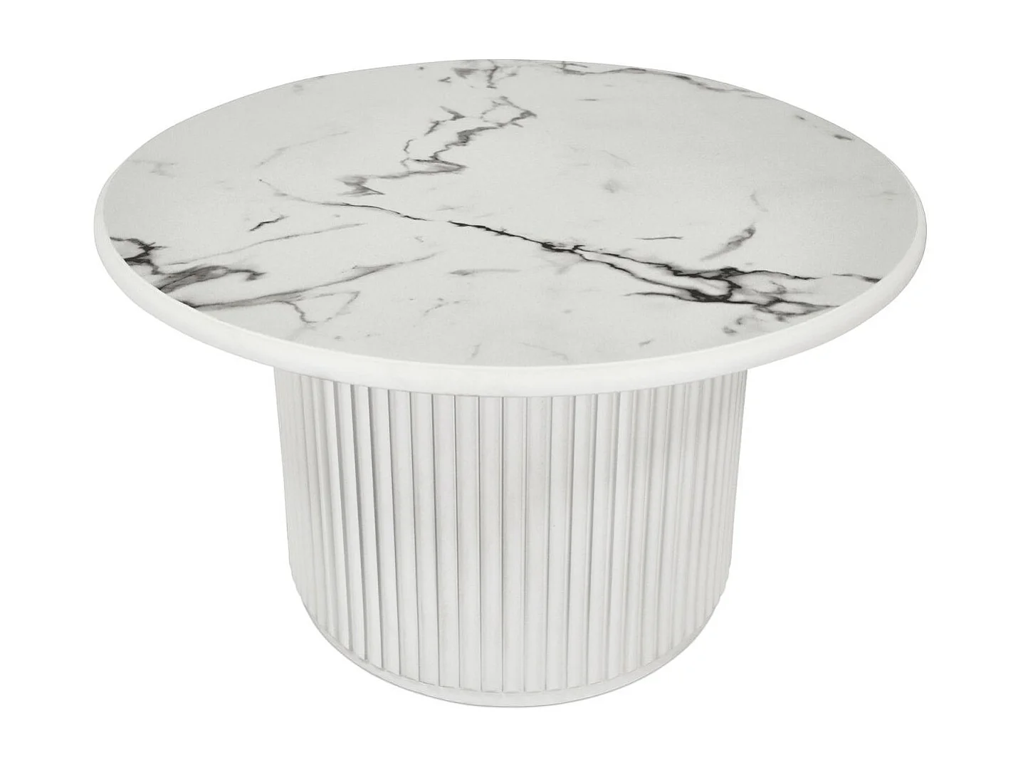 Table basse Easy - Ronde - MDF et marbre - Blanc