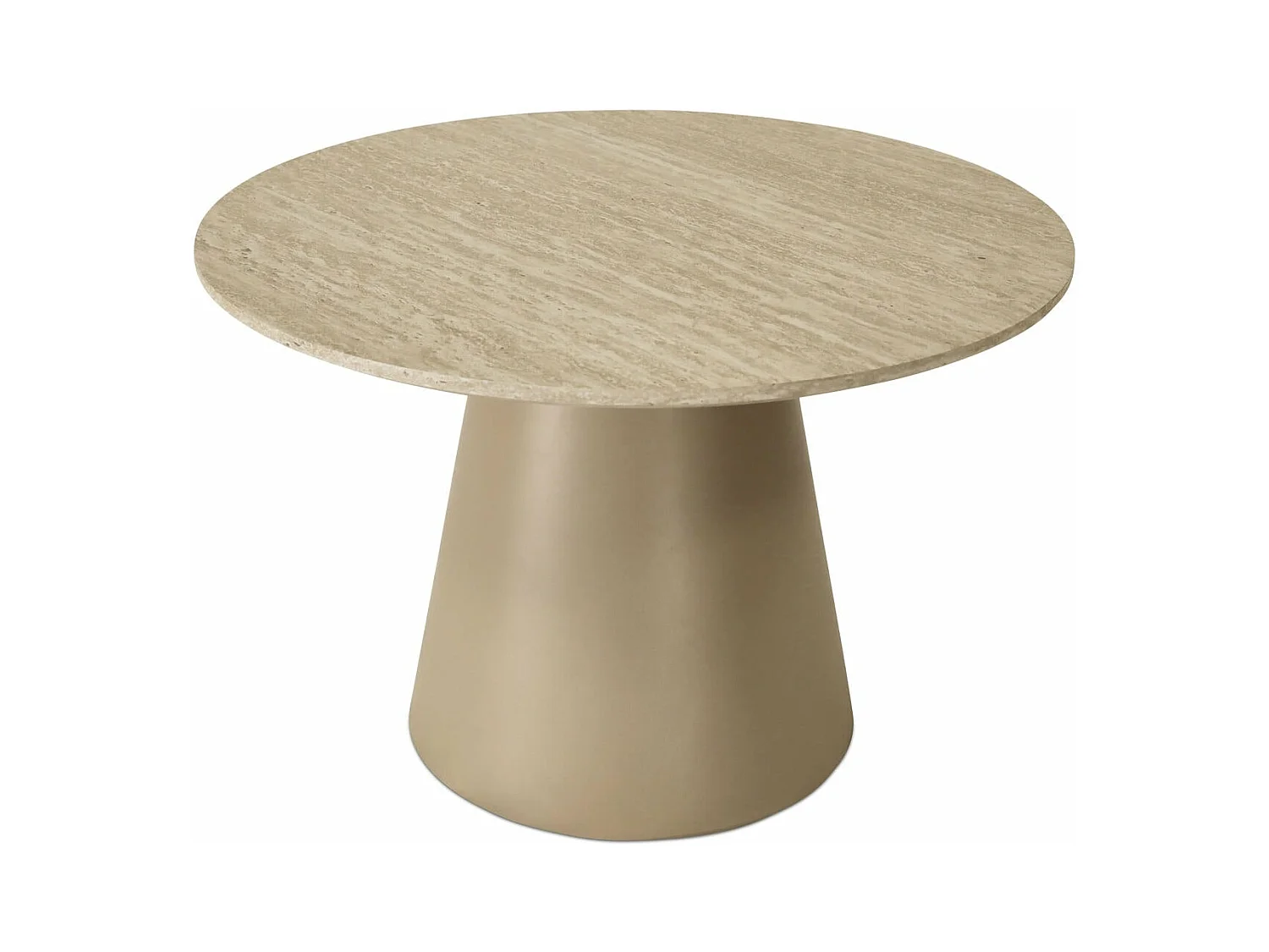 Table basse Tango - Ronde - MDF et travertin - Beige