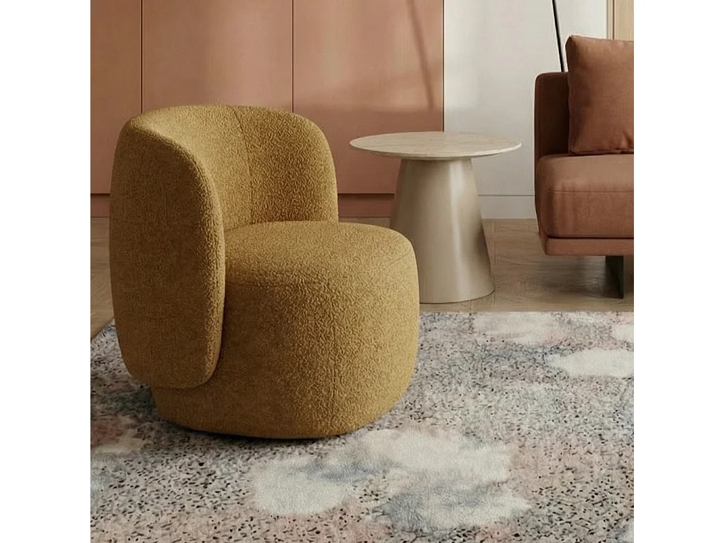 Table basse Tango - Ronde - MDF et travertin - Beige