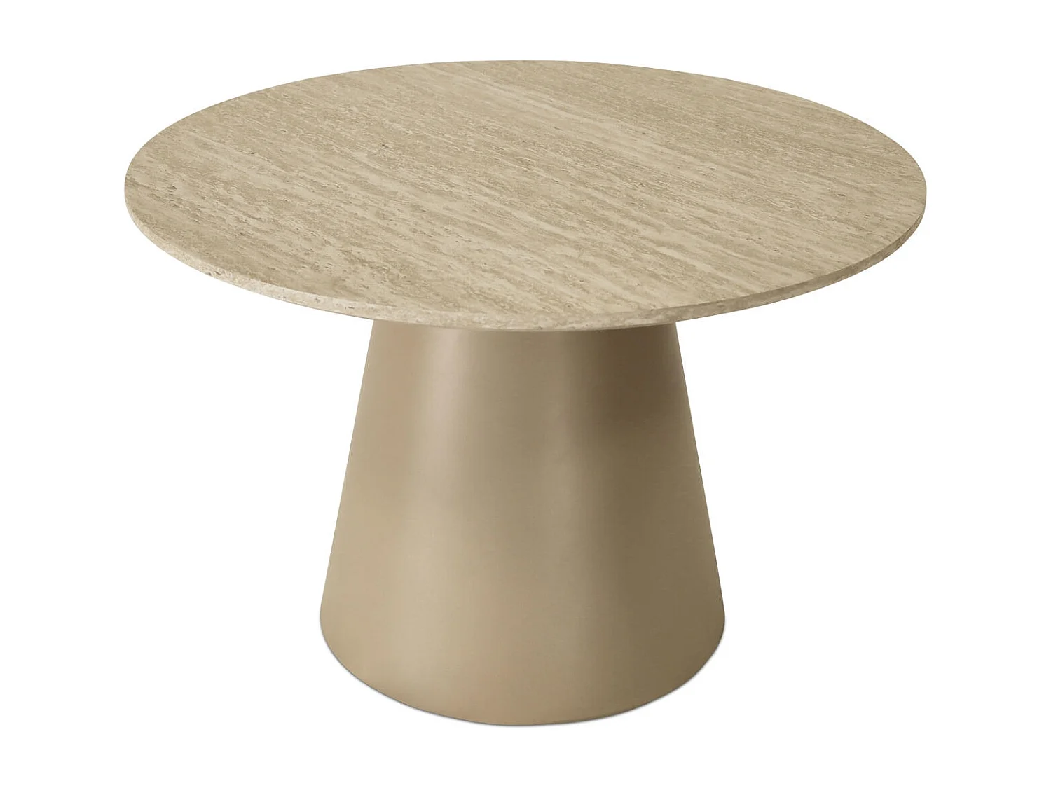 Table basse Tango - Ronde - MDF et travertin - Beige