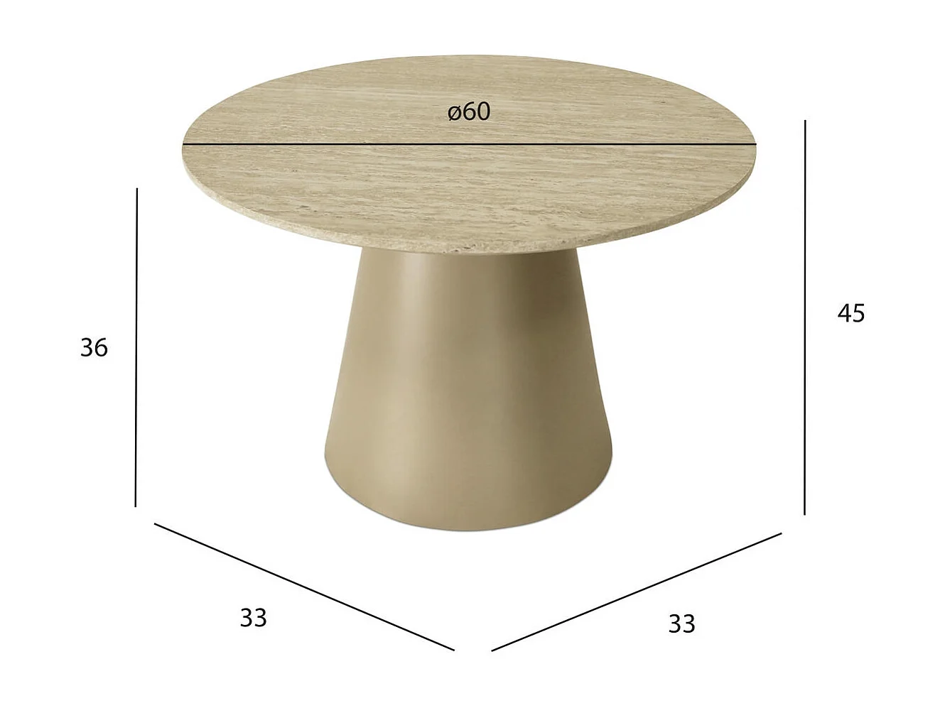 Table basse Tango - Ronde - MDF et travertin - Beige