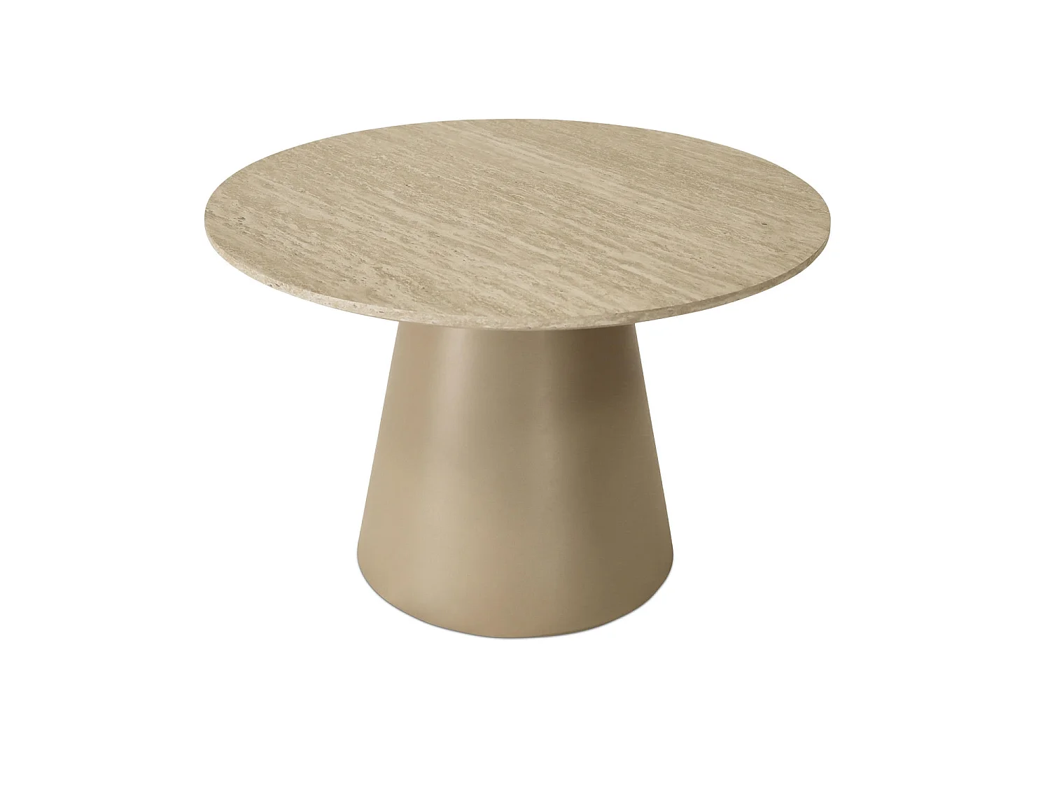 Table basse Tango - Ronde - MDF et travertin - Beige