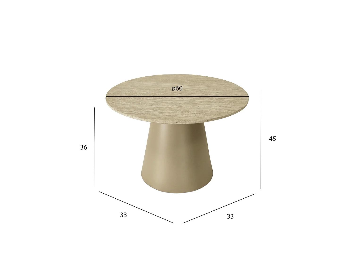 Table basse Tango - Ronde - MDF et travertin - Beige