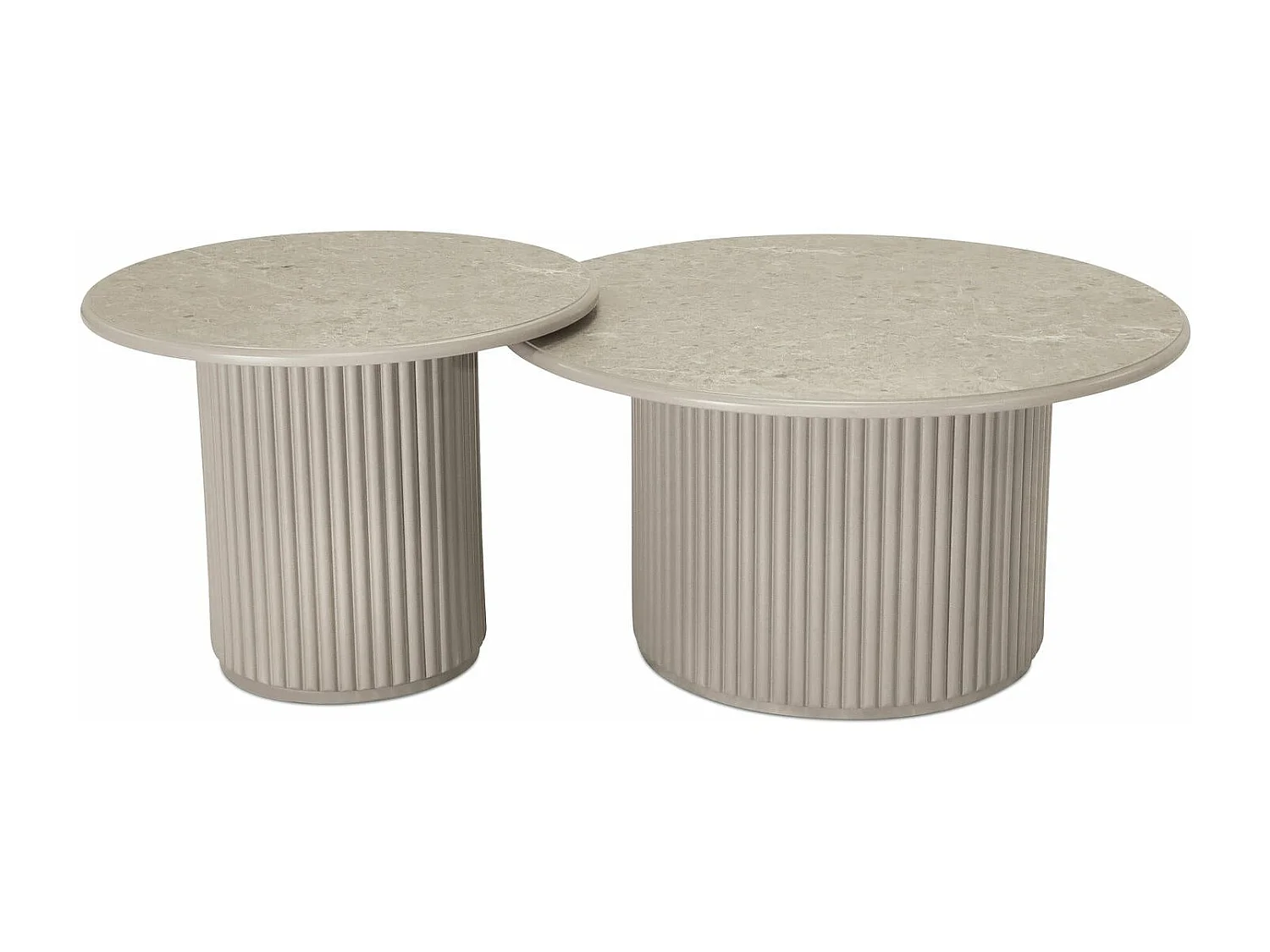 Runder Couchtisch Easy - MDF & Marmor - Grau