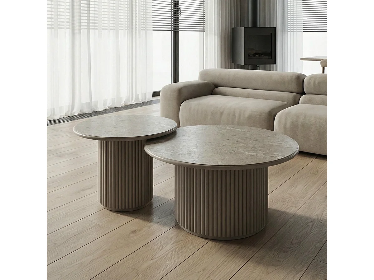 Ronde Salontafel Easy - MDF & marmer - Grijs