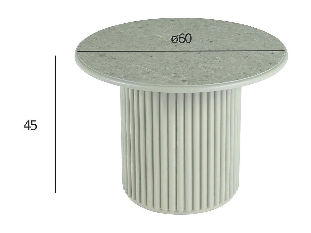 Table basse Easy - Ronde - MDF et marbre - Gris