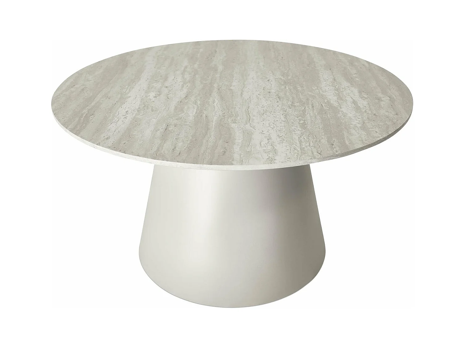 Table basse Tango - Ronde - MDF et travertin - Gris