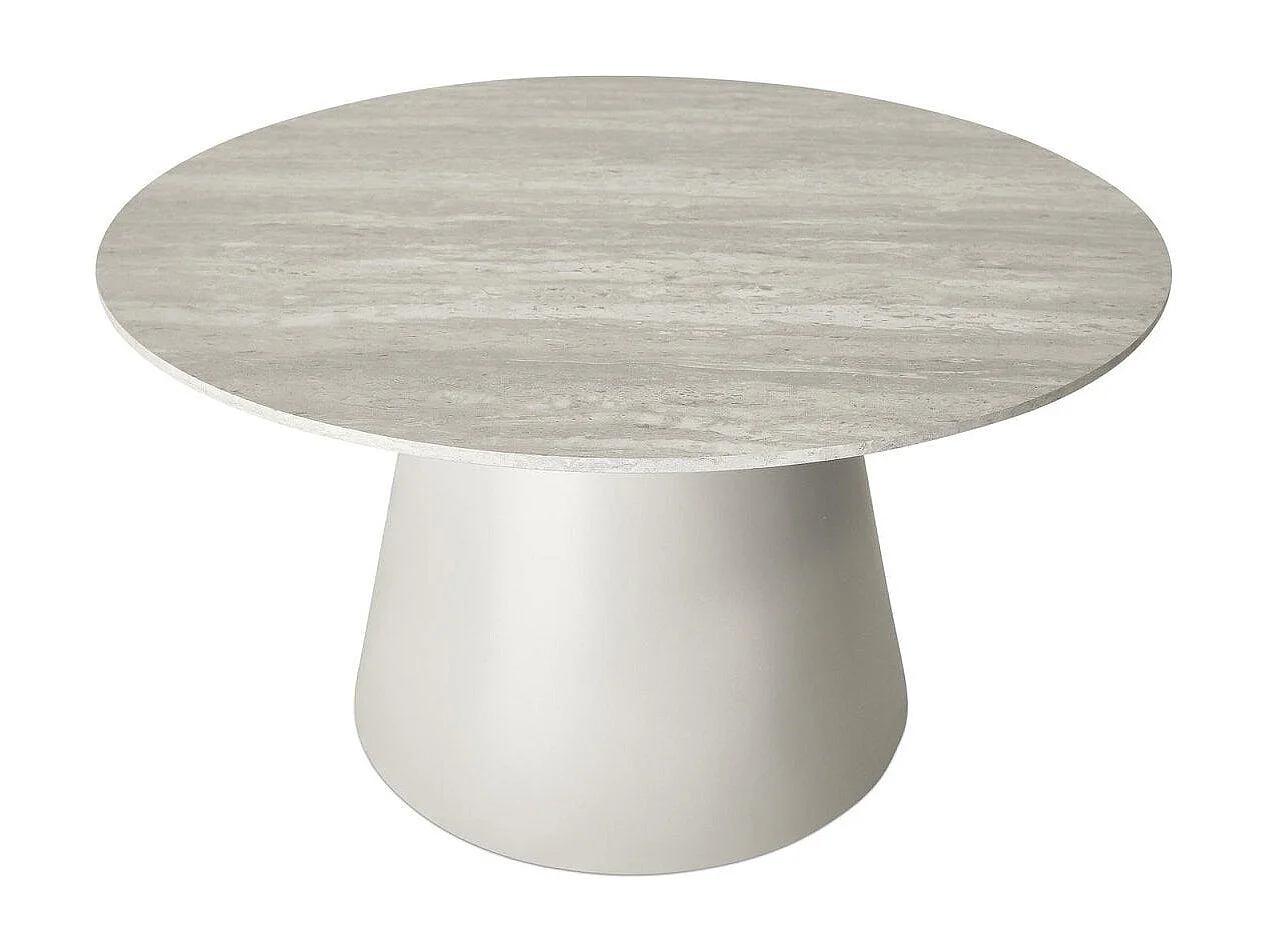 Table basse Tango - Ronde - MDF et travertin - Gris