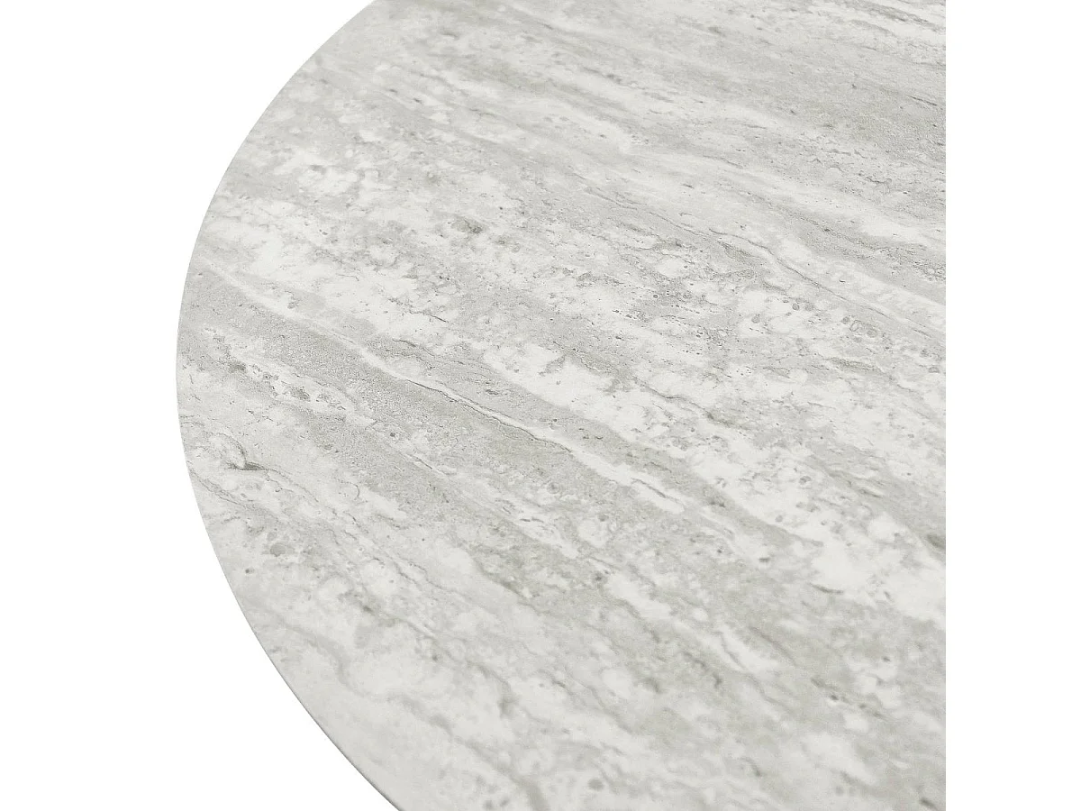 Table basse Tango - Ronde - MDF et travertin - Gris