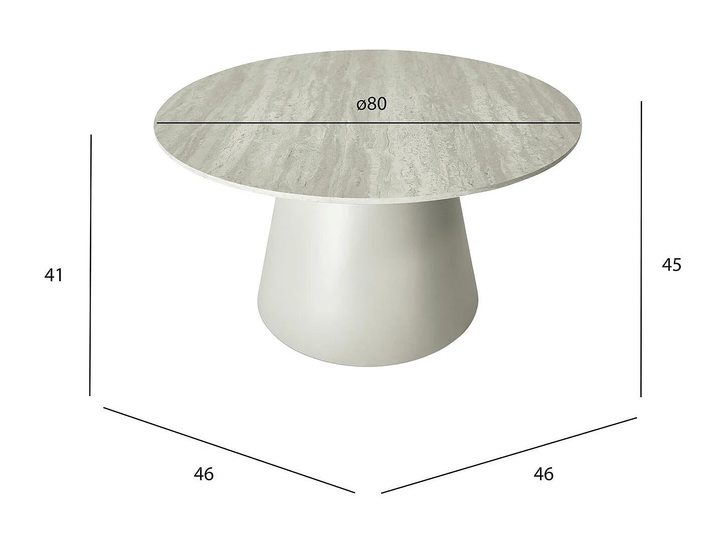 Ronde Salontafel Tango - MDF & travertijn - Grijs