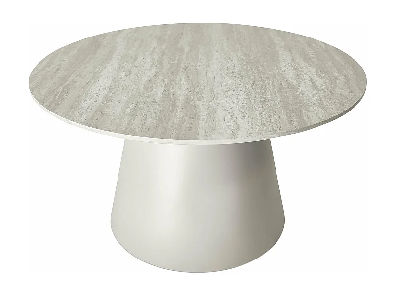 Table basse Tango - Ronde - MDF et travertin - Gris