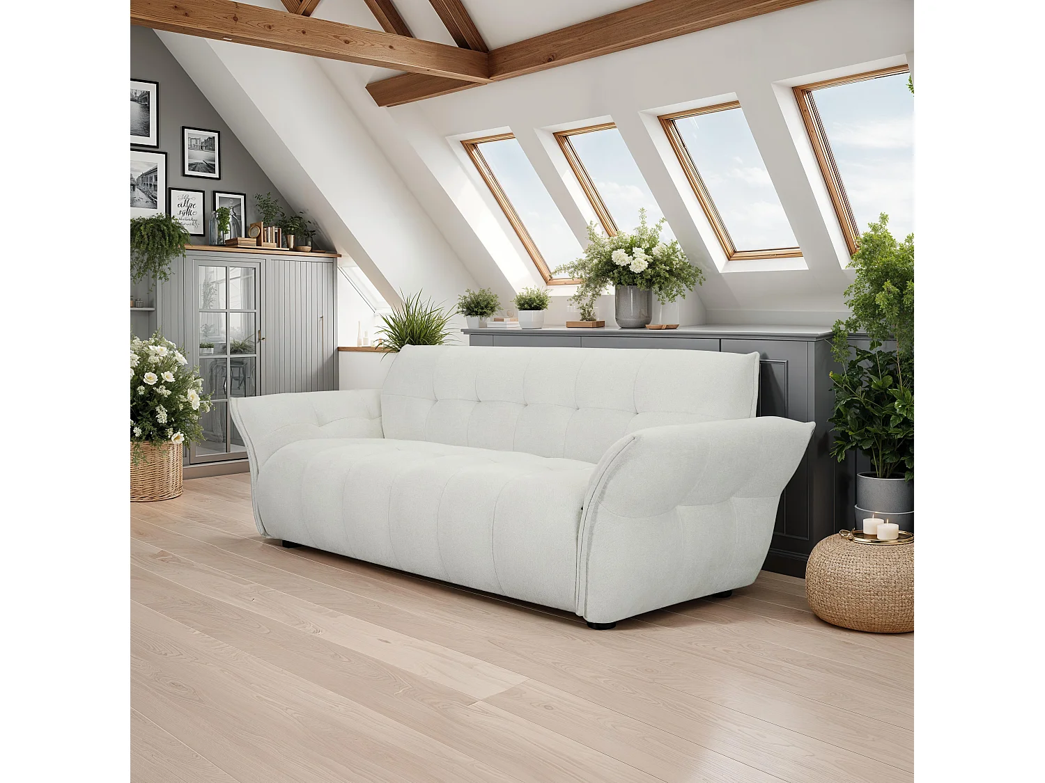 Canapé Lima - 3 places - Tissu - Beige