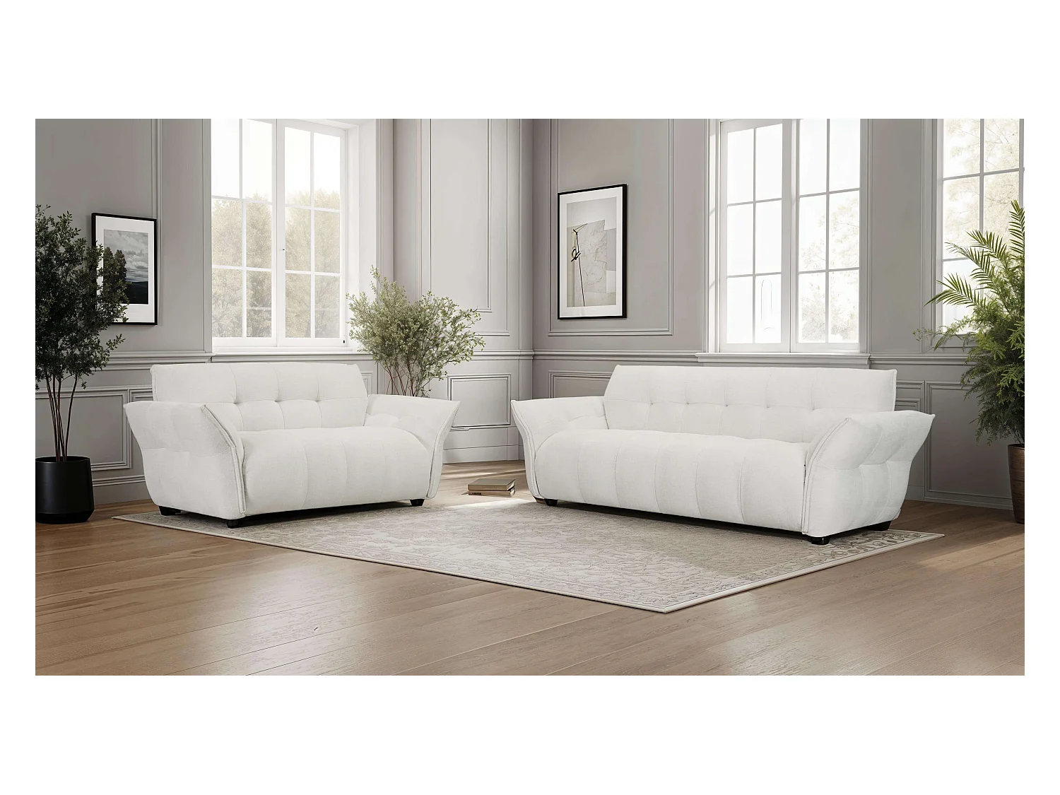 Canapé Lima - 3 places - Tissu - Beige