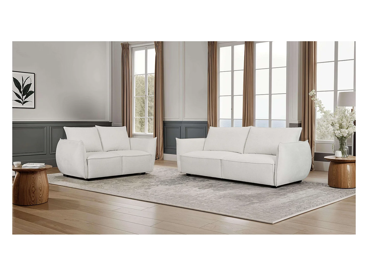 Canapé Oslo - 2 places - Tissu - Beige