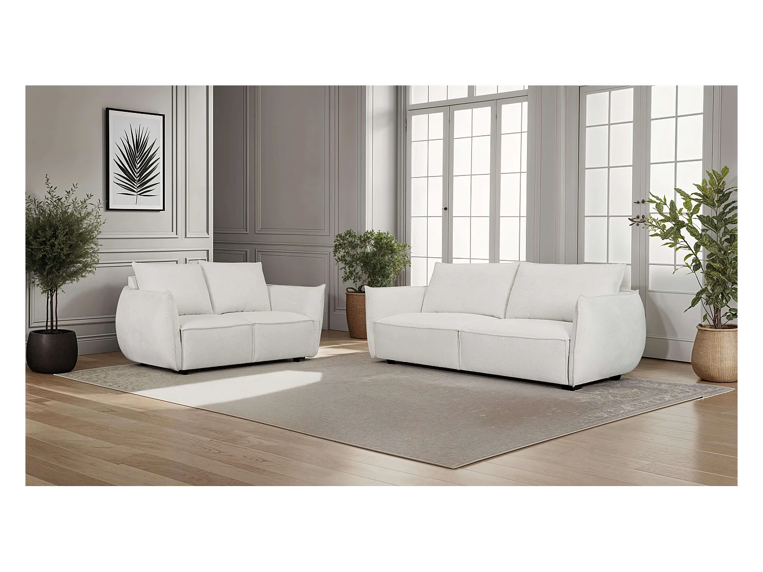 Canapé Oslo - 2 places - Tissu - Beige