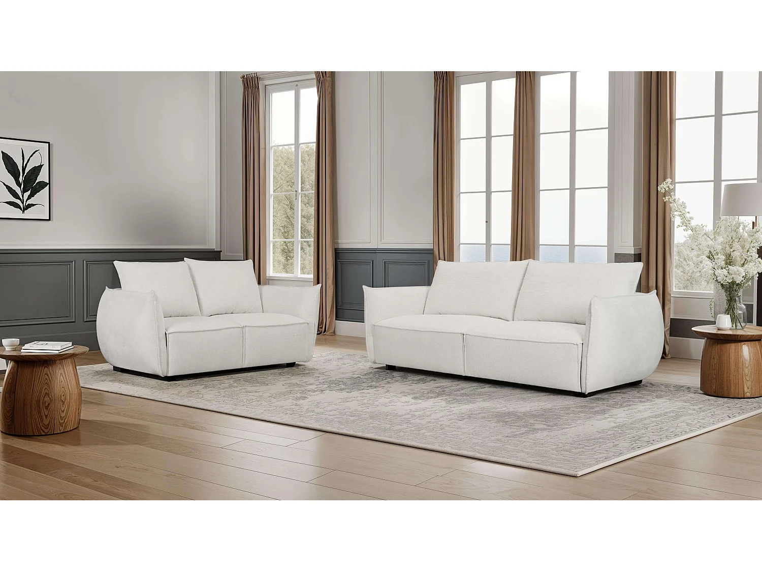 Canapé Oslo - 2 places - Tissu - Beige