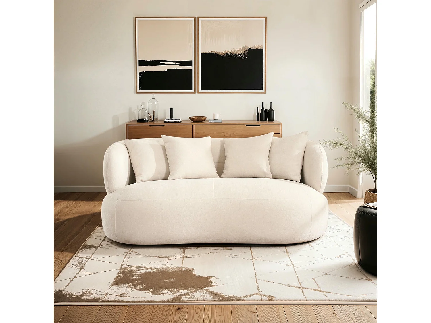 Canapé New York - 2 places - Tissu - Beige