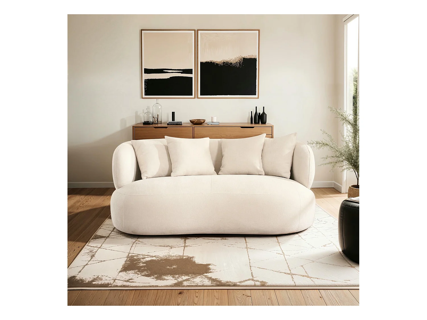 Canapé New York - 2 places - Tissu - Beige