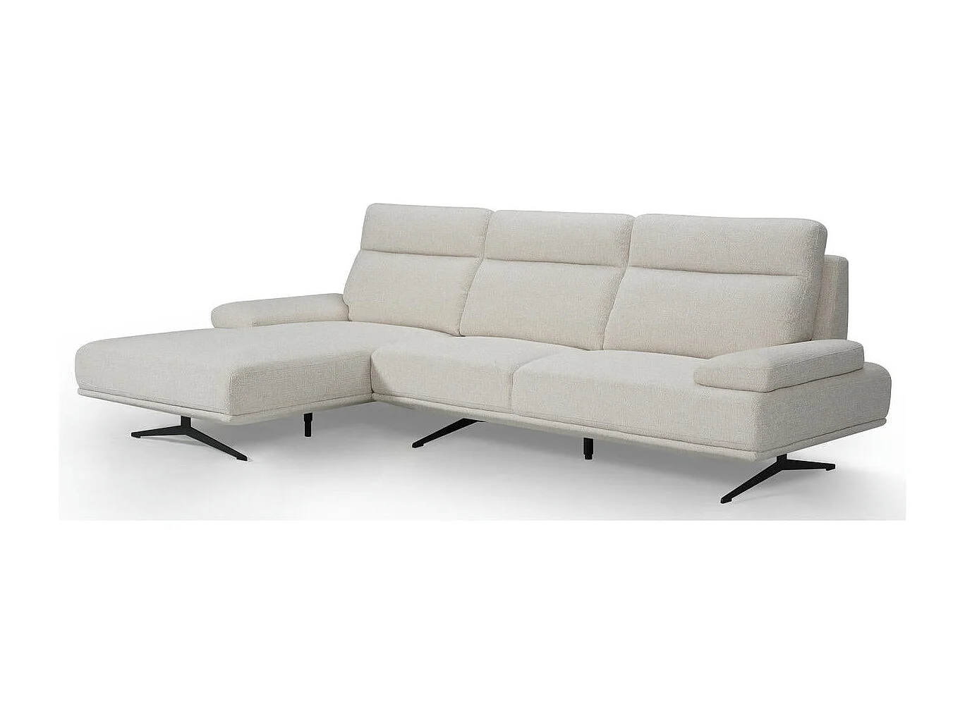 Ecksofa Rechts Seattle - 4-Sitzer - Stoff - Beige
