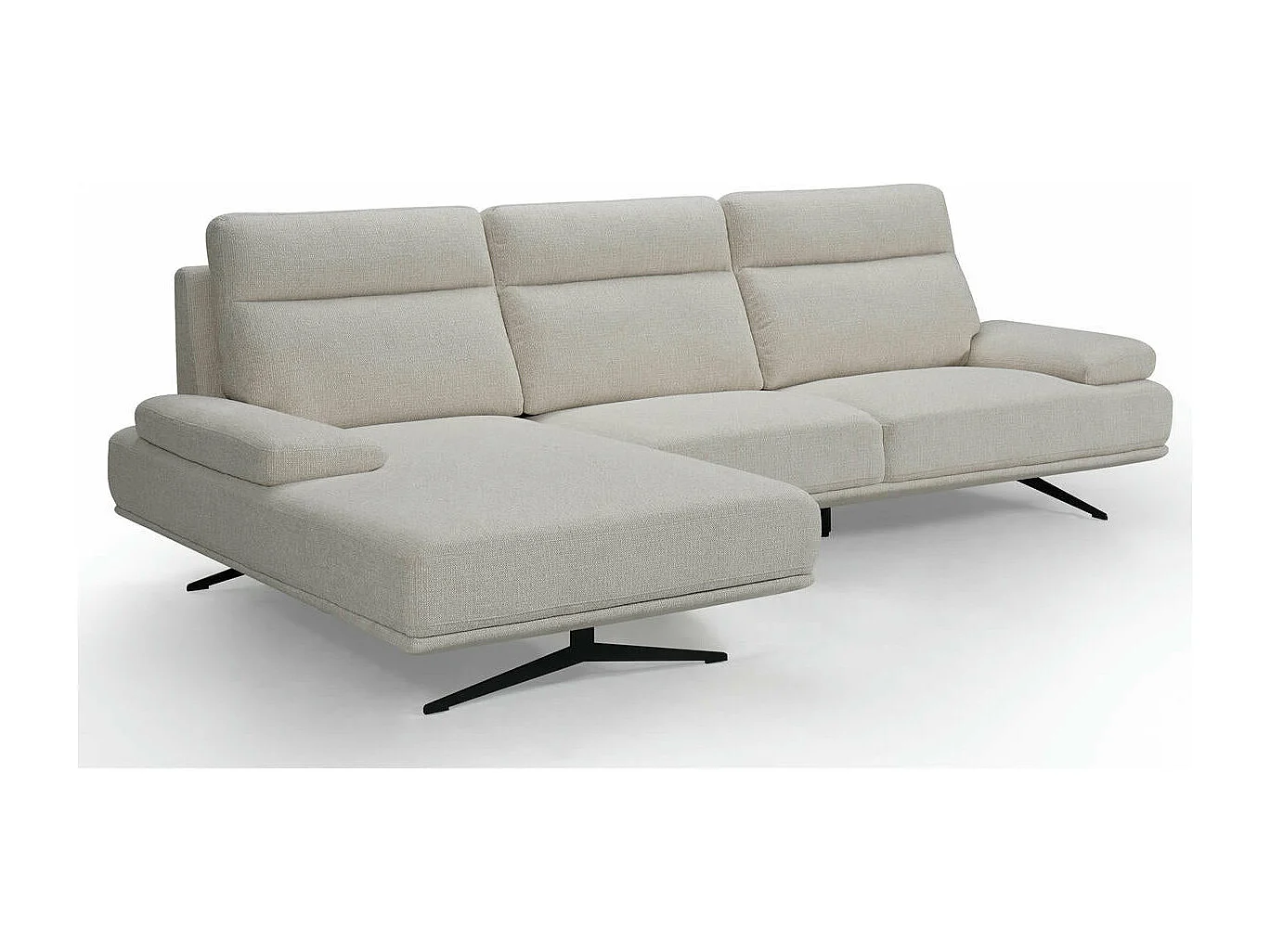 Canapé d'angle droite Seattle - 4 places - Tissu - Beige