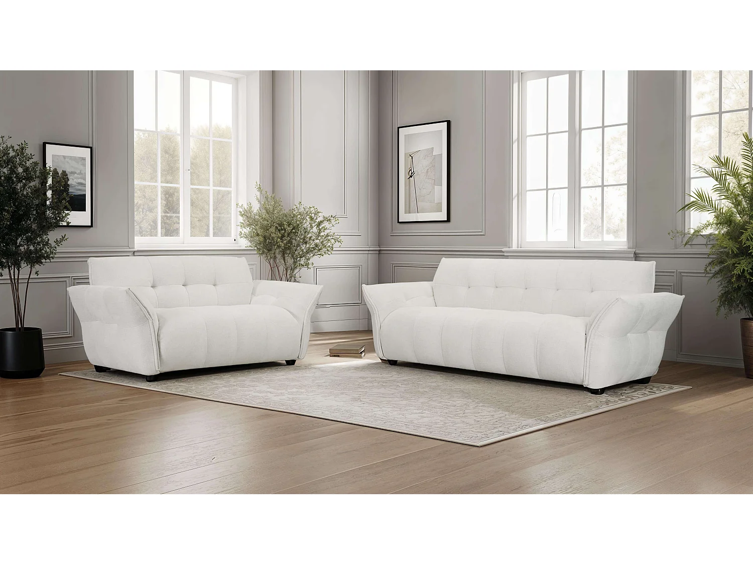 Tweezitsbank Lima van stof - beige