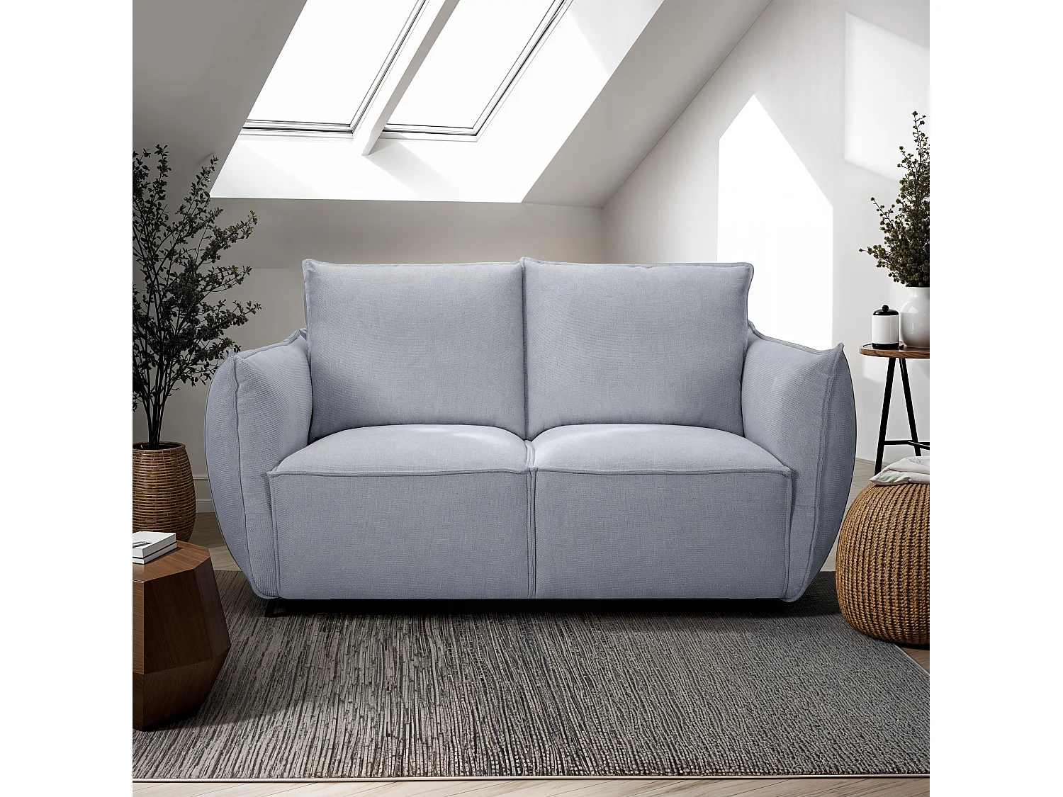 Tweezitsbank Oslo van stof - grijs