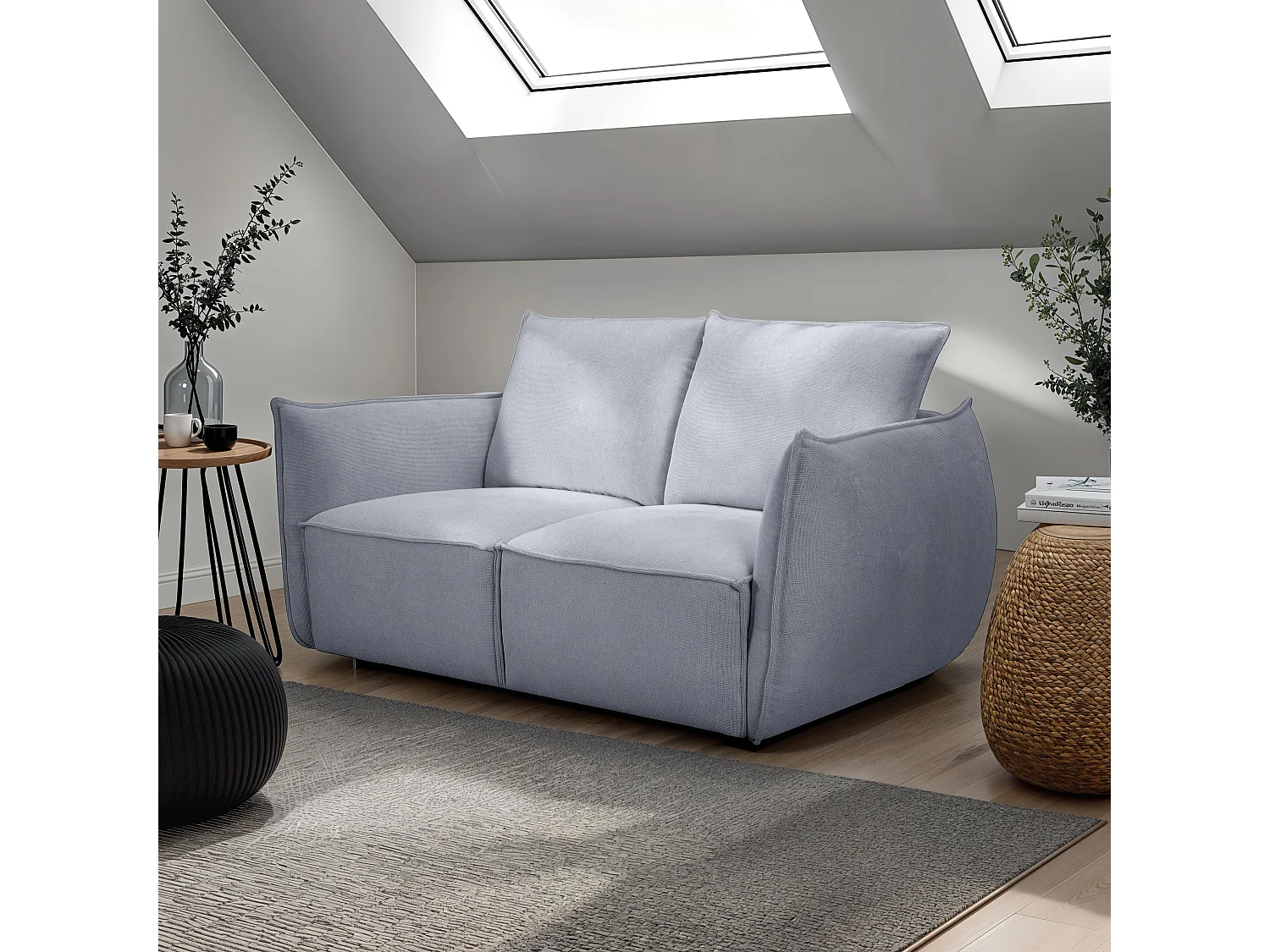 Canapé Oslo - 2 places - Tissu - Gris