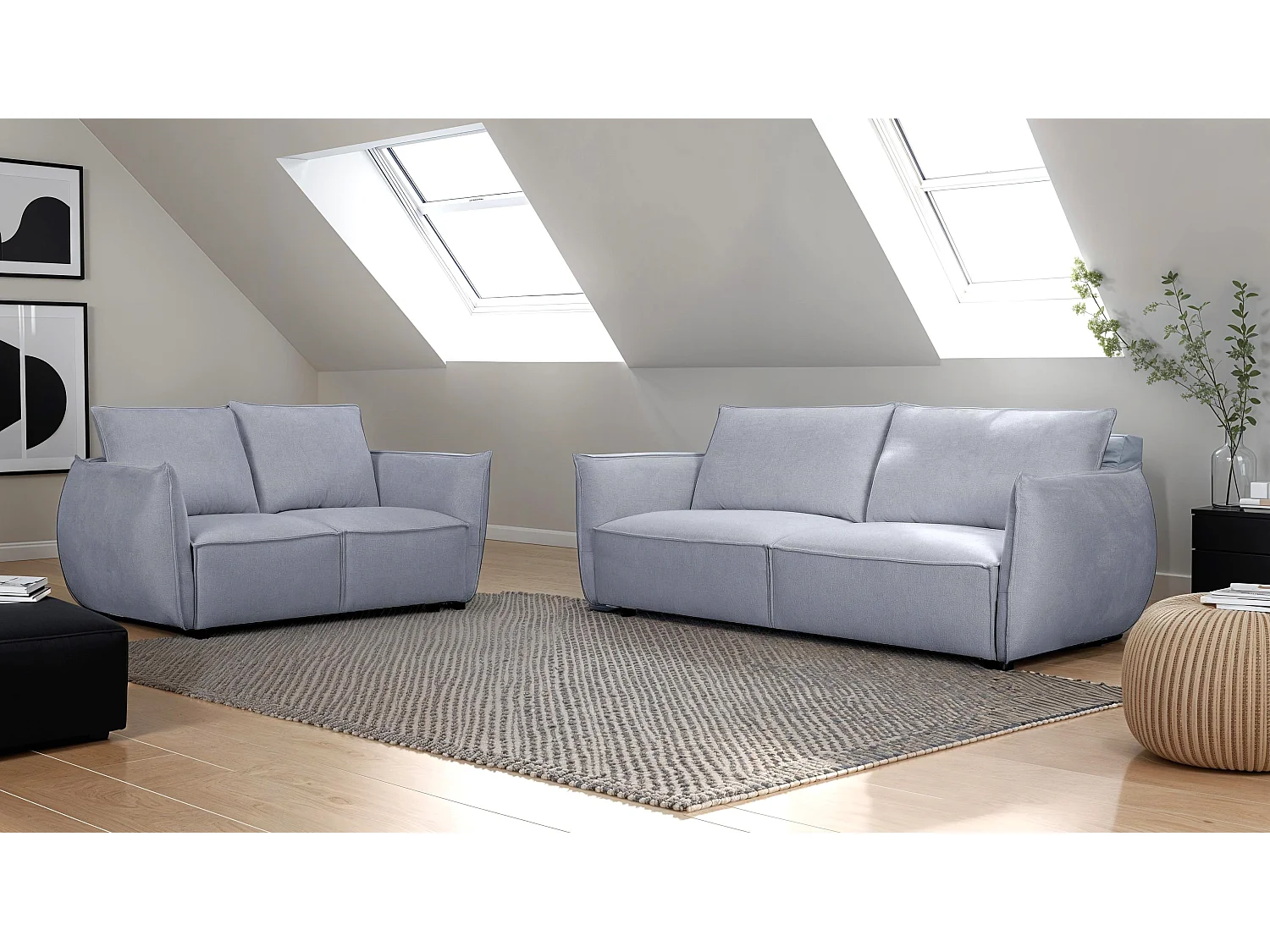 Canapé Oslo - 2 places - Tissu - Gris