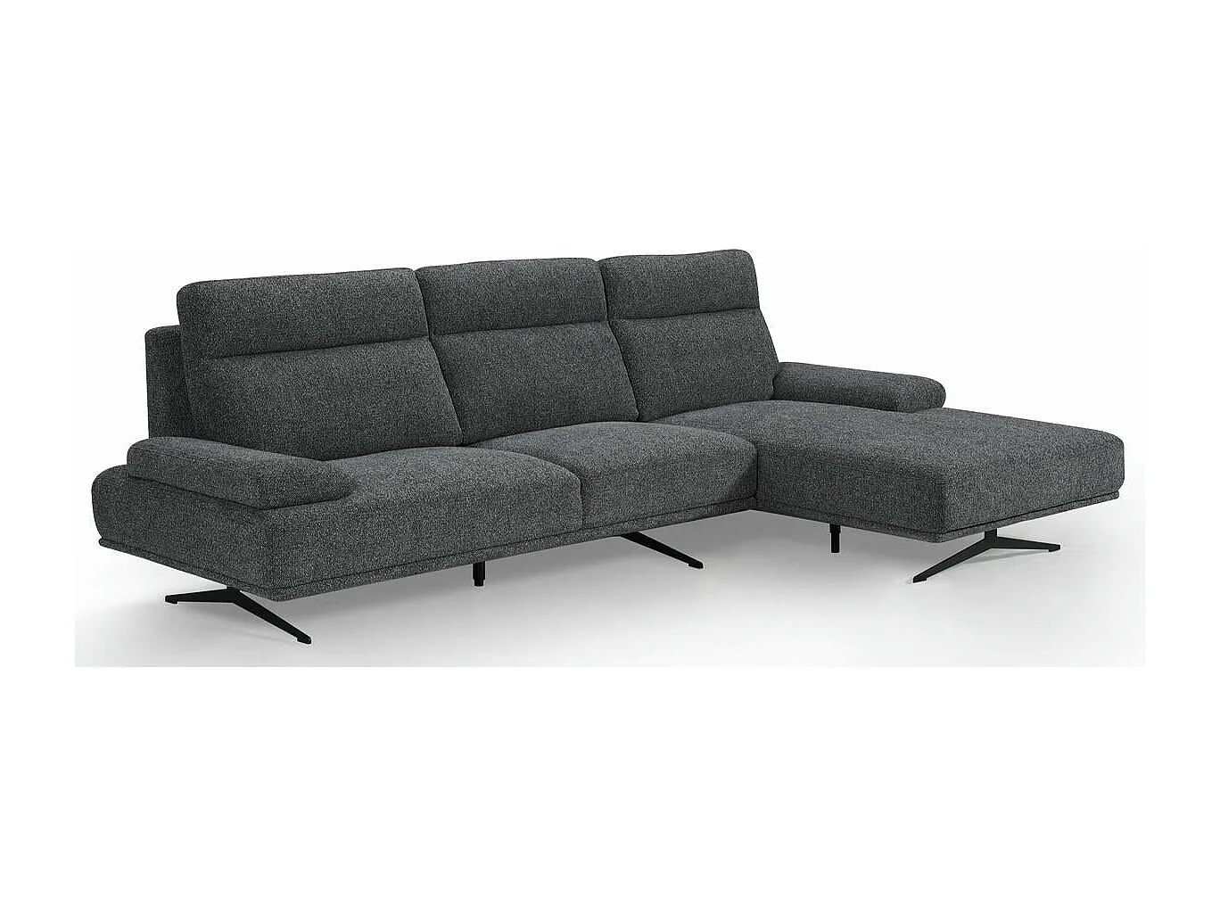Ecksofa Links Seattle - 4-Sitzer - Stoff - Grau