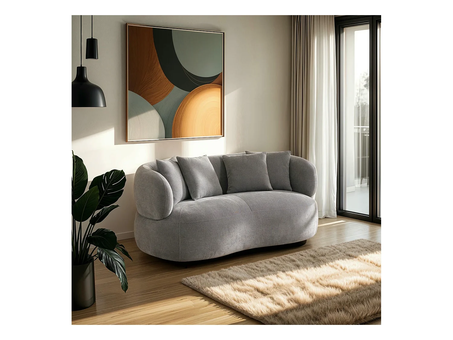 Canapé New York - 2 places - Tissu - Gris