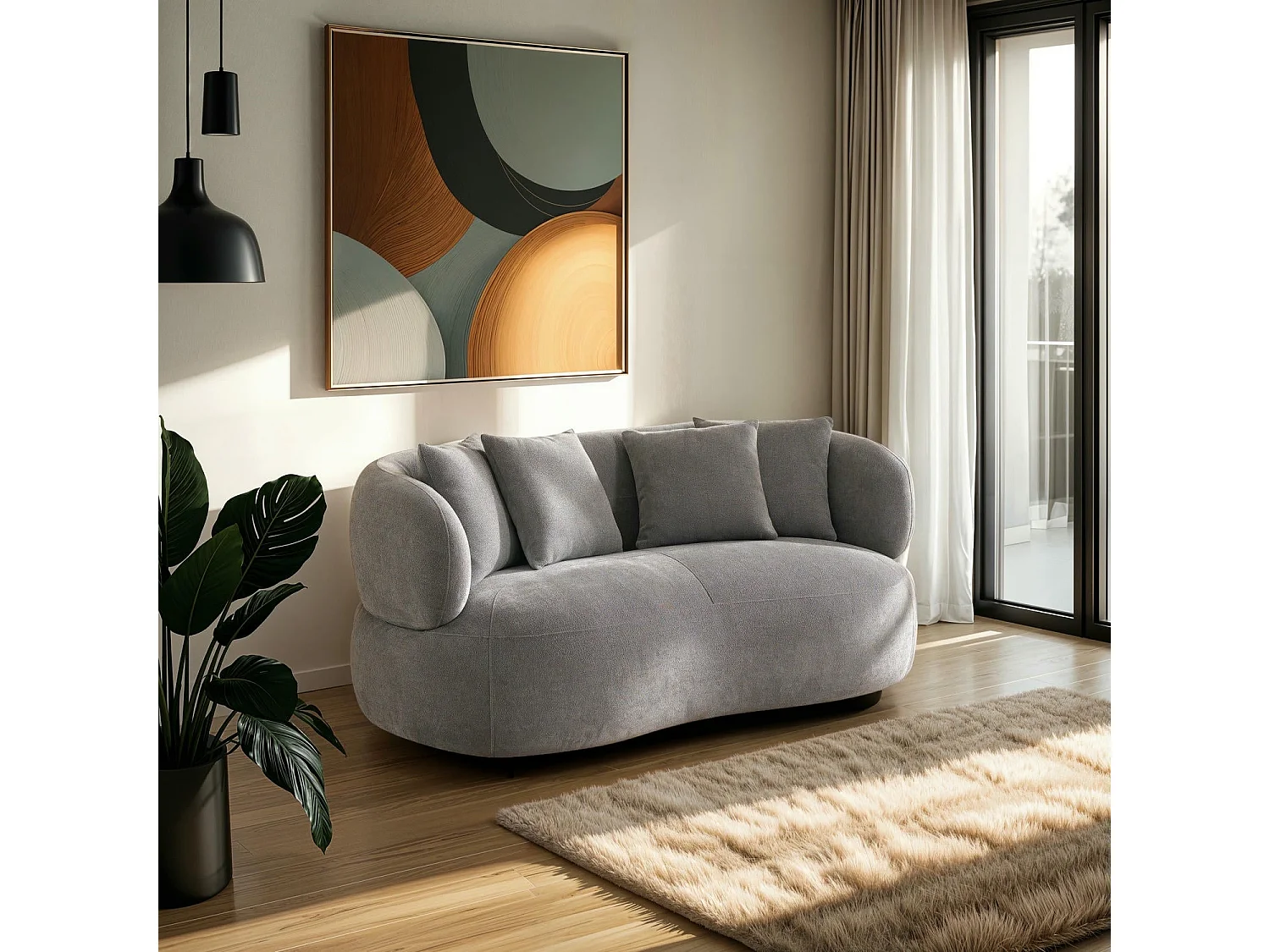 Canapé New York - 2 places - Tissu - Gris