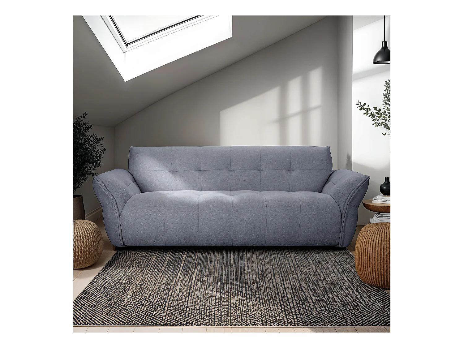 Canapé Lima - 3 places - Tissu - Gris