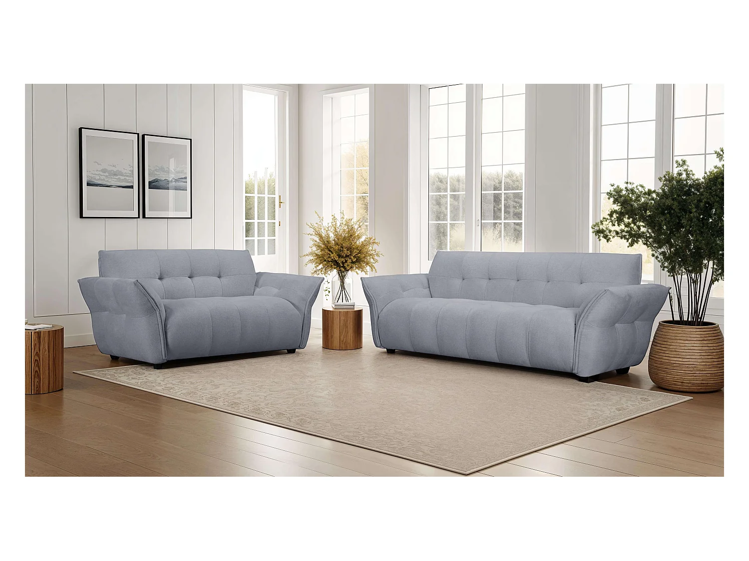 Canapé Lima - 3 places - Tissu - Gris