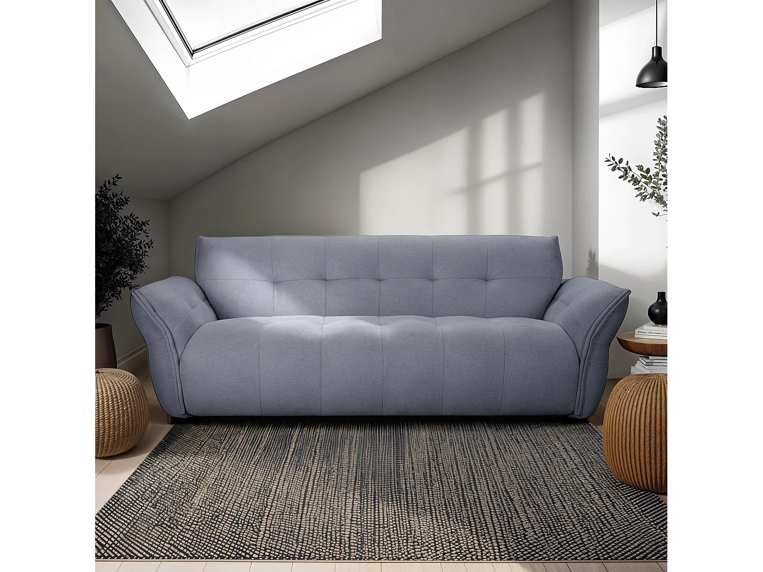 Canapé Lima - 3 places - Tissu - Gris