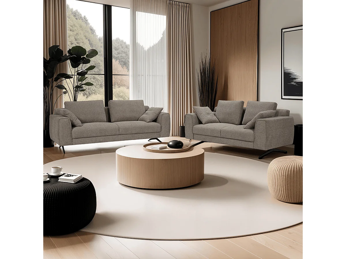 Canapé Detroit - 3 places - Tissu - Marron