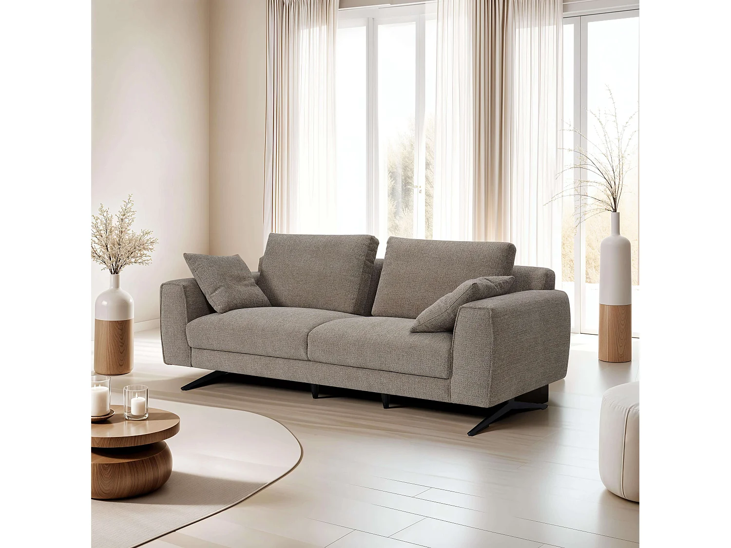 Canapé Detroit - 3 places - Tissu - Marron