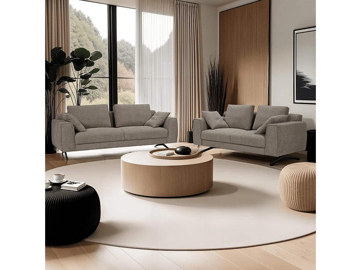 Canapé Detroit - 3 places - Tissu - Marron