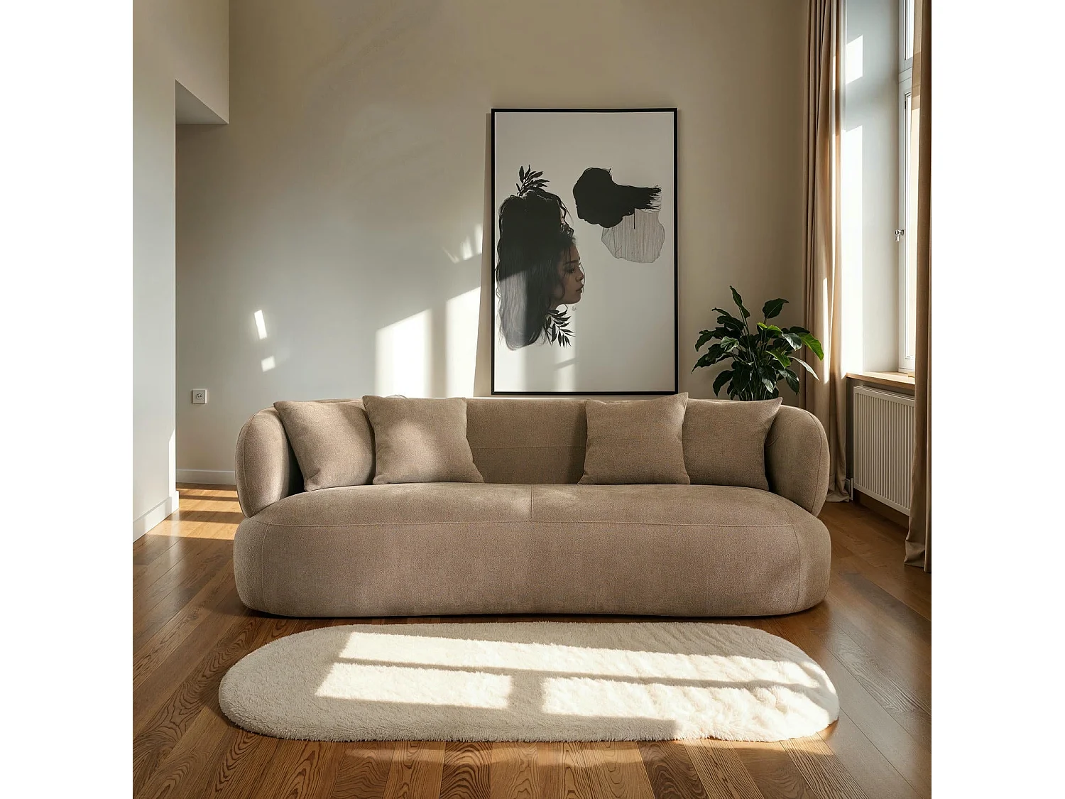 Canapé New York - 3 places - Tissu - Marron