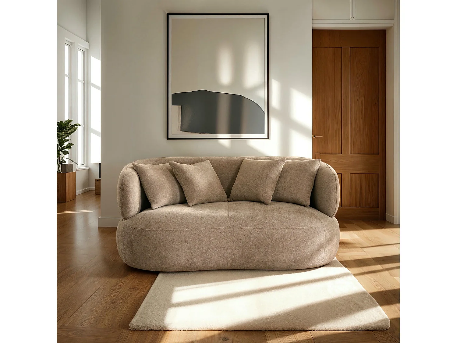 Canapé New York - 2 places - Tissu - Marron