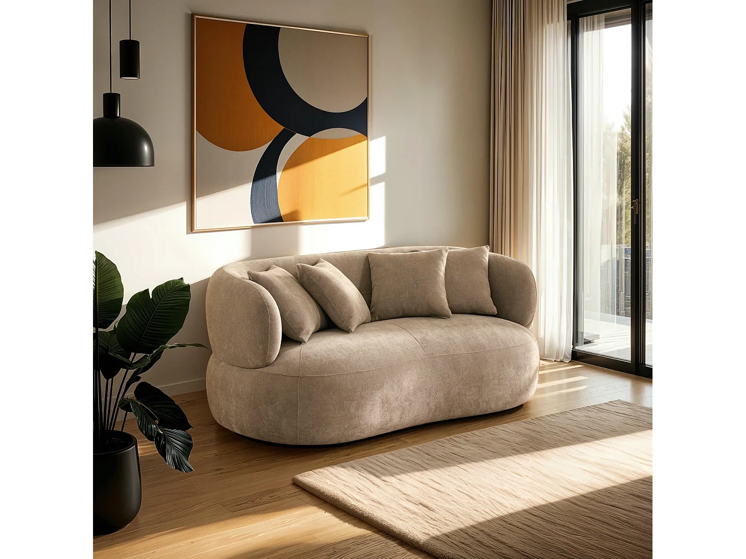 Canapé New York - 2 places - Tissu - Marron