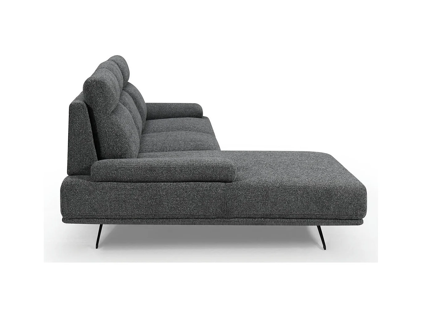 Canapé d'angle droite Seattle - 4 places - Tissu - Gris