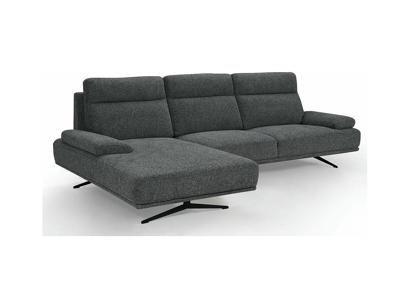 Canapé d'angle droite Seattle - 4 places - Tissu - Gris