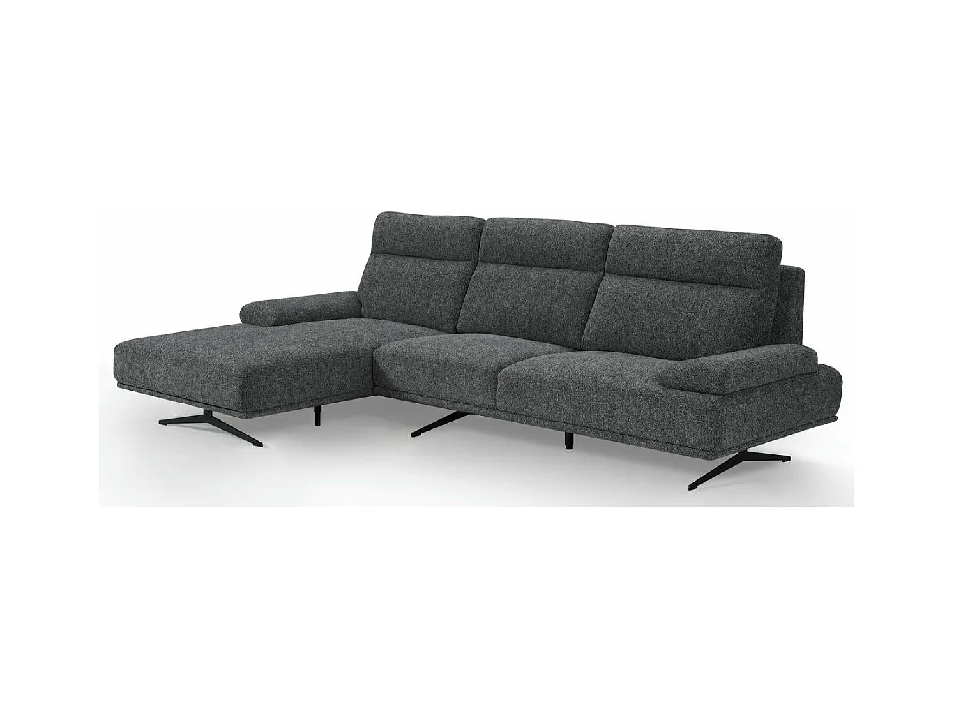 Canapé d'angle droite Seattle - 4 places - Tissu - Gris