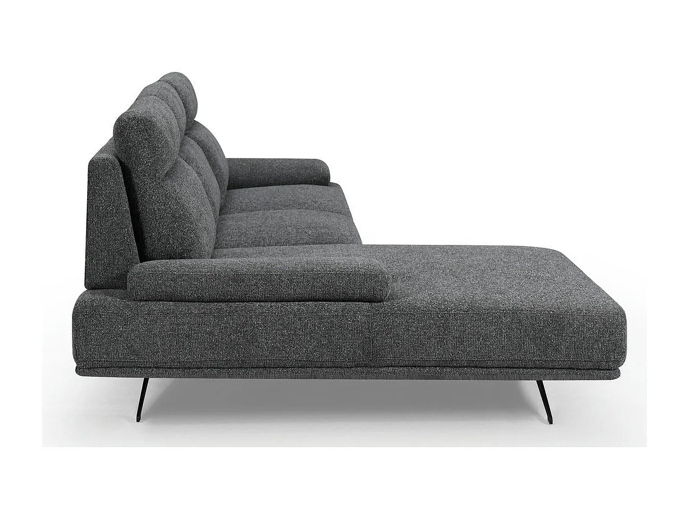 Canapé d'angle droite Seattle - 4 places - Tissu - Gris